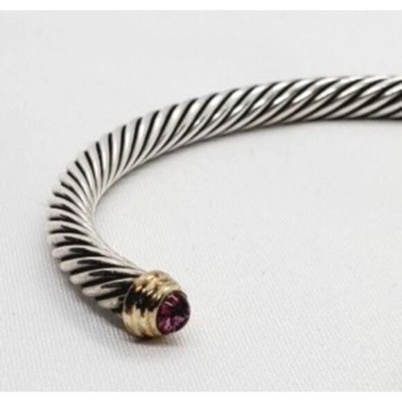 David Yurman Sterling Silver 925 14K Yellow Gold Pink Stone - Picture 6 of 10